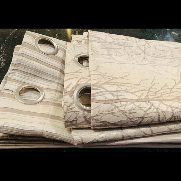 Silver / silk curtains : 84 inches: 8 drapes 45” wide - Picture 2 of 4